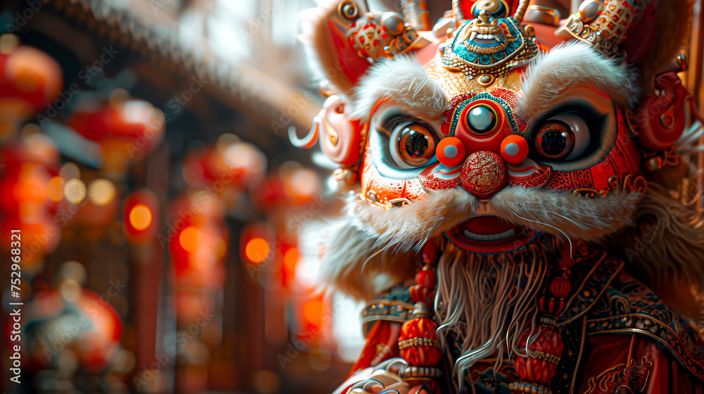 The Enigmatic Dragon Doll: A Study in Red Lanterns and Oriental Minimalism, Captured in Precise Architecture Paintings and 8K Resolution, Created with Generative AI Technology