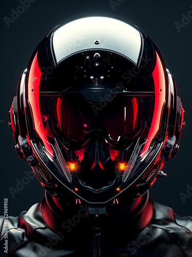 Bold Crimson Fighter Pilot Helmet: Embrace Your Maverick Attitude with this Striking Visual! created with Generative AI technology © Fernando Cortés