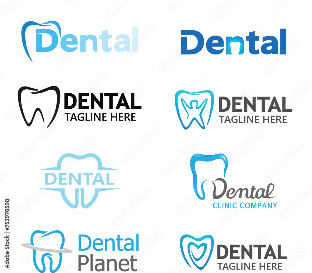 creative dental typography logo collection vector icon design symbol illustration