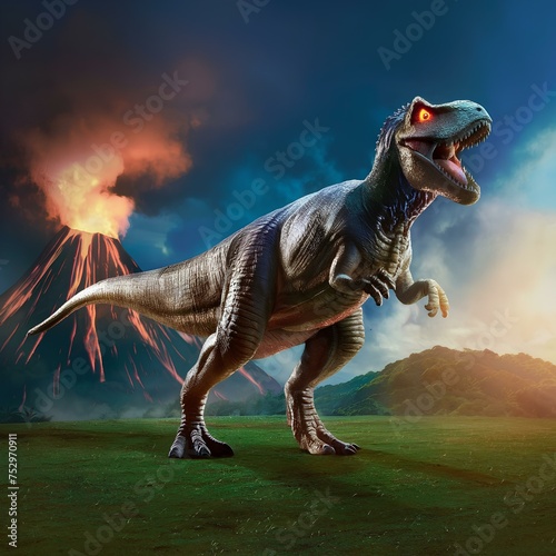 tyrannosaurus dinosaur 3d render,generative ai © johny6