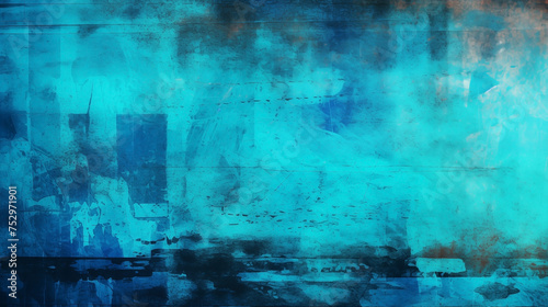 Cool abstract art background with grunge texture and modern cyan tones photo