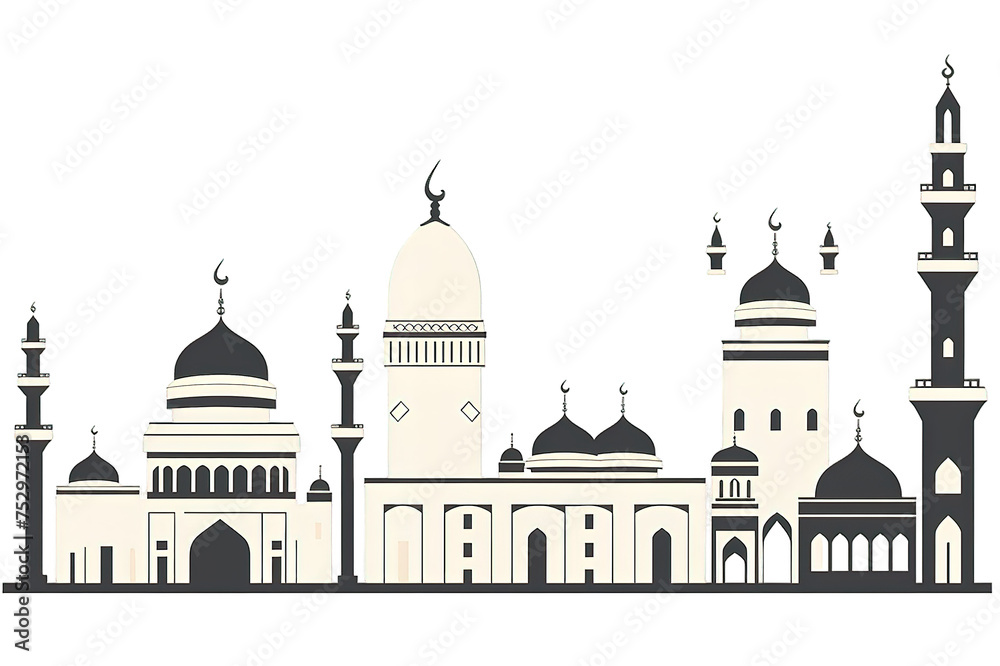 the beautiful mosque with the good design isolated on a Transparent background. Generative AI