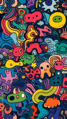 A colorful array of doodles and sketches  perfect for sparking creativity  mobile phone wallpaper