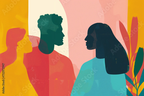 Inclusion and diversity concept expressed by an flat illustration of a colourful crowd of people photo