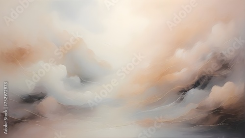 Ethereal mist of muted tones drifting across a canvas, evoking a serene abstract atmosphere  © Waqasiii_Arts 