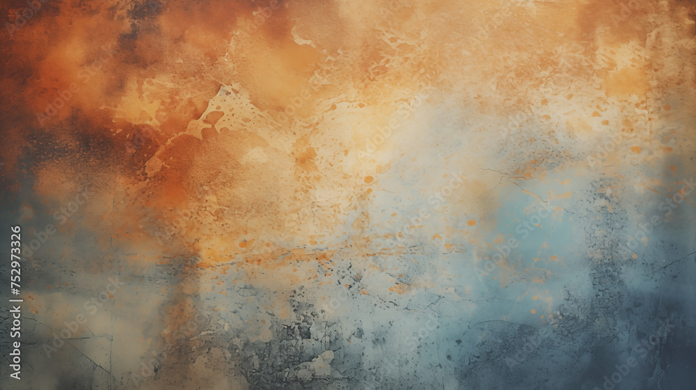 Abstract grunge artwork with a fusion of warm and cool tones