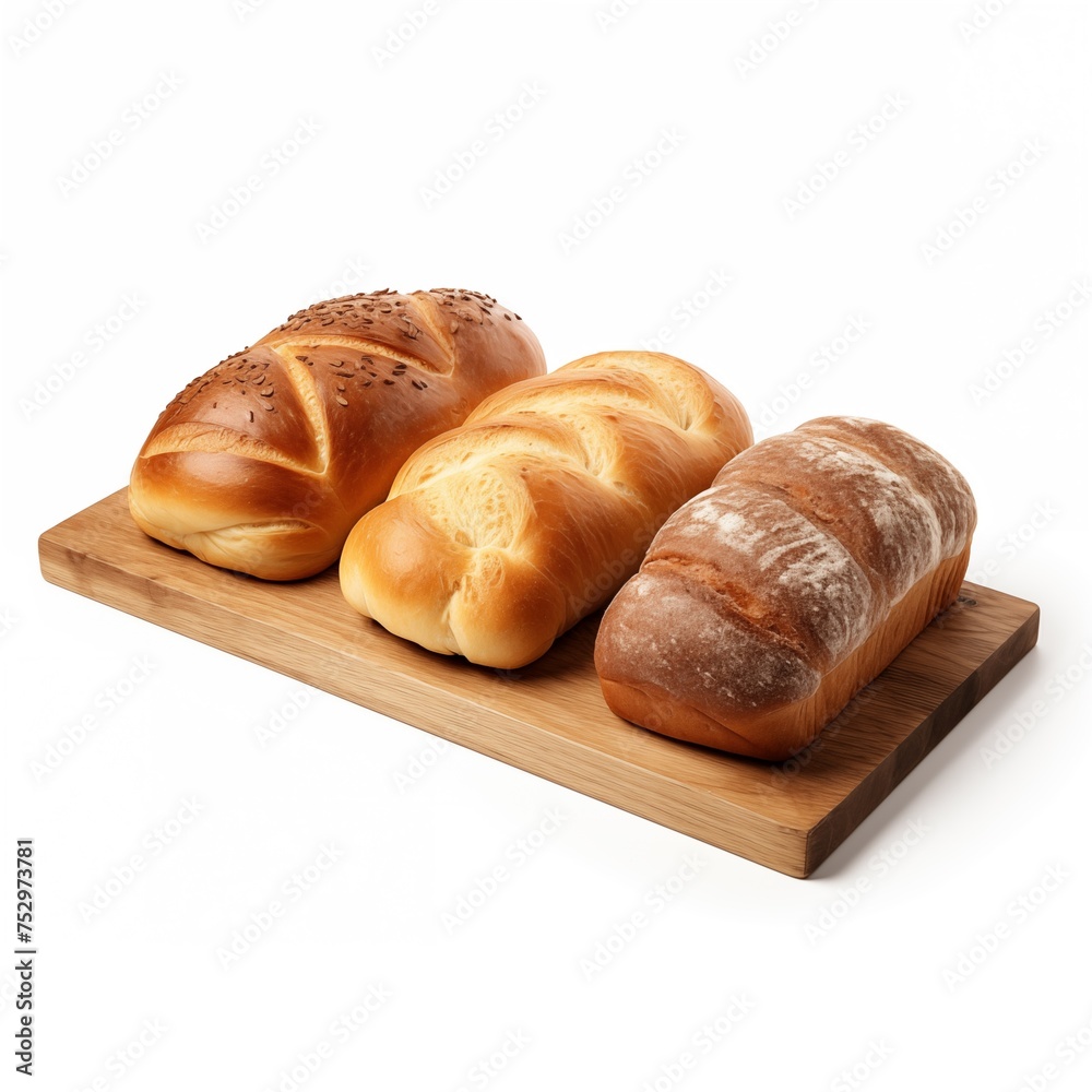 Soft Bread on a Wooden Board