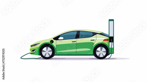 Illustration of car with charger on plain background