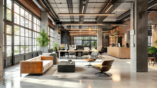 A modern co-working space with collaborative work areas and innovative design © patrapee5413