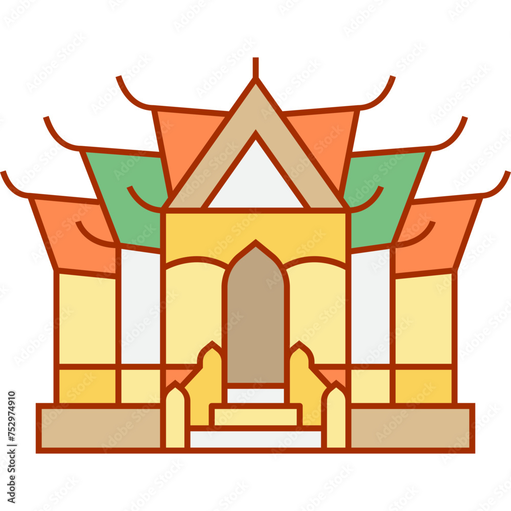 thai temple filled outline icon for decoration, website, web, mobile app, printing, banner, logo, poster design, etc.
