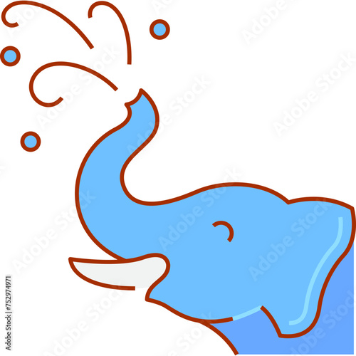 elephant playing songkran filled outline icon for decoration, website, web, mobile app, printing, banner, logo, poster design, etc.
