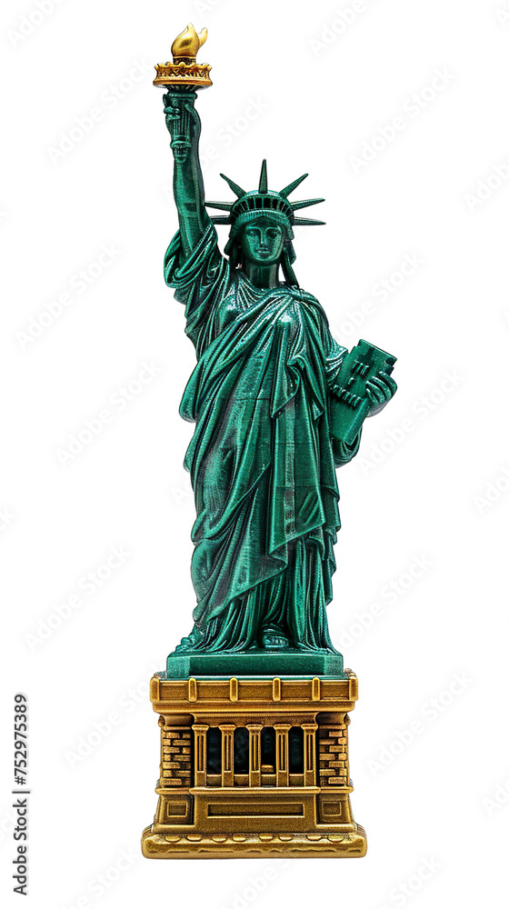 Fototapeta premium Green Statue of liberty isolated on white background