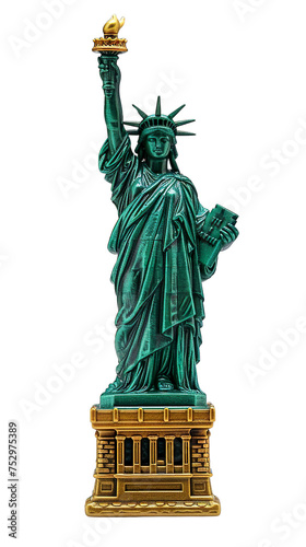 Green Statue of liberty isolated on white background