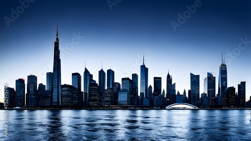 A photo of the skyline of stunning buildings with a stunning city night view. generative AI.