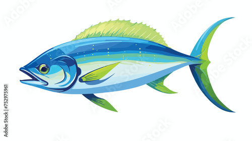 Mahi mahi fish Logo and fishing mania isolated On White
