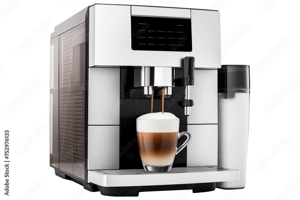 White Coffee machine PNG isolated on white and transparent background - coffee shop drinks advertising concept - coffee shop banner White Coffee machine PNG isolated on white and transparent background - coffee shop drinks advertising concept - coffee shop banner