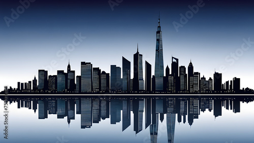 A photo of the skyline of stunning buildings with a stunning city night view. generative AI.