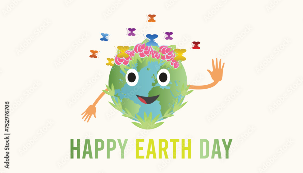 Fototapeta premium Happy Earth Day observed every year in April. Template for background, banner, card, poster with text inscription.