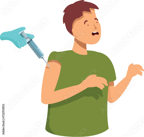 Crying scared boy icon cartoon vector. Vaccine injection. Medical healthcare