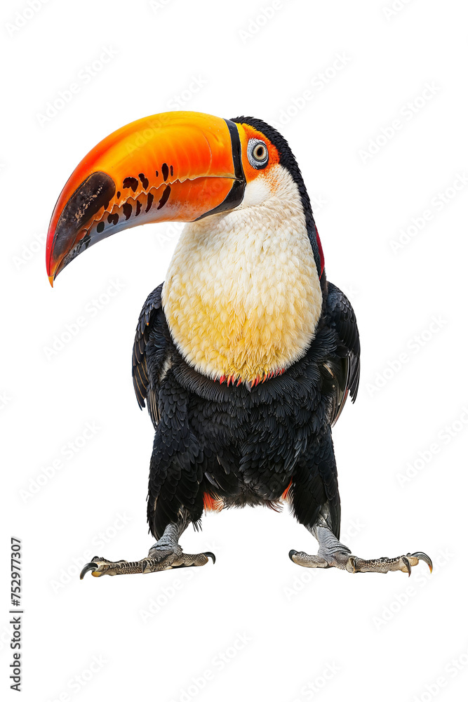 Obraz premium Exotic Colorful Toucan Bird in Full Detail Isolated
