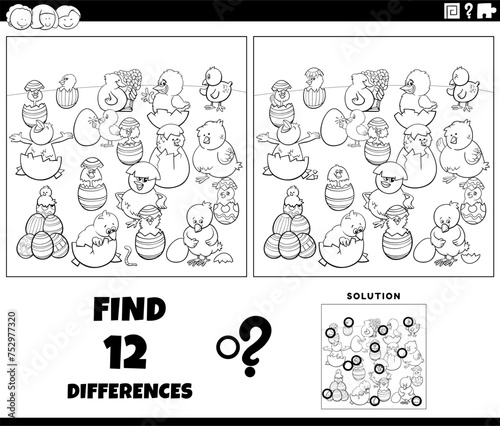 differences game with cartoon young women coloring page