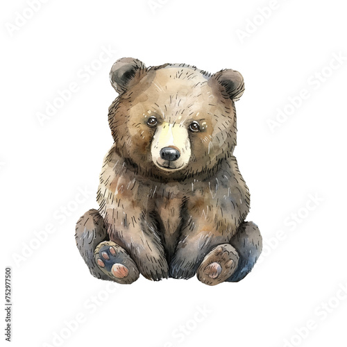 cute bear vector illustration in watercolour style
