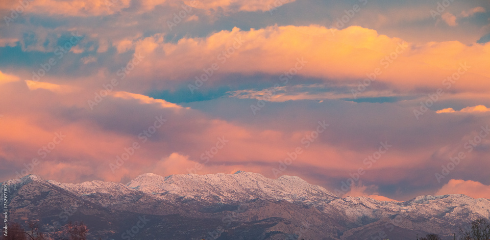 sunset over the mountains sunset over the mountains
