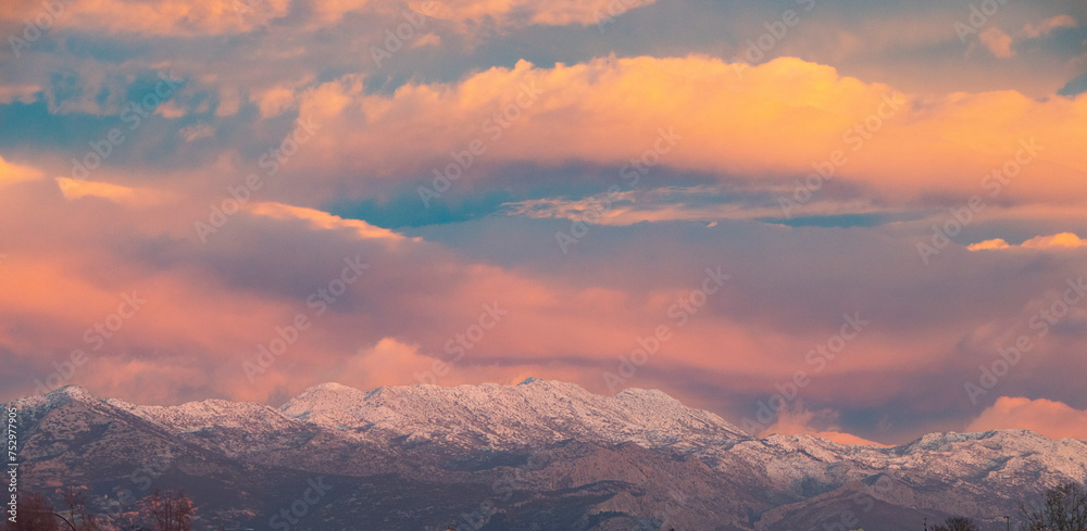 sunset over the mountains