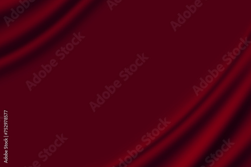 Abstract red satin silk, smooth and wavy fabric texture background.