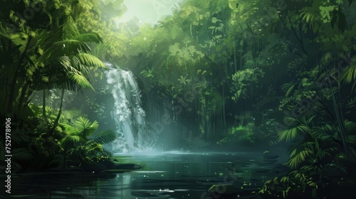 Wonderful images of the green and rainy Amazon jungle. photo