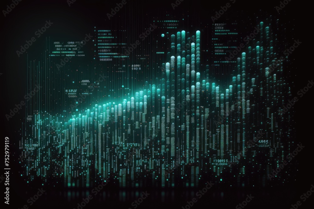 Futuristic Digital City Skyline with Binary Code Futuristic Digital City Skyline with Binary Code