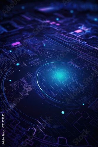Futuristic Glowing Circuit Board Technology Abstract