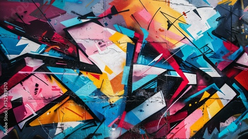 Abstract urban graffiti with vibrant colors and street art elements
