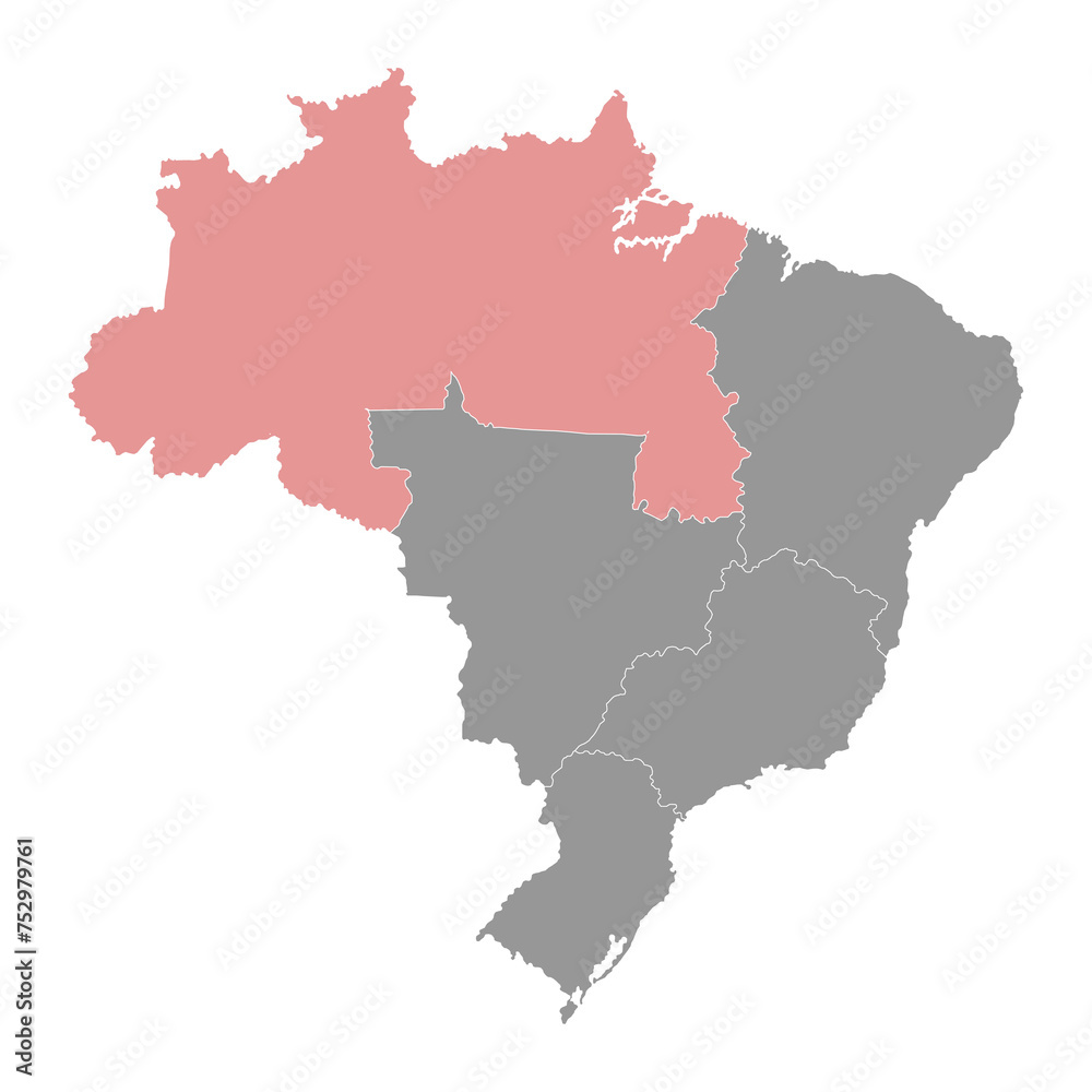 North Region map, Brazil. Vector Illustration.