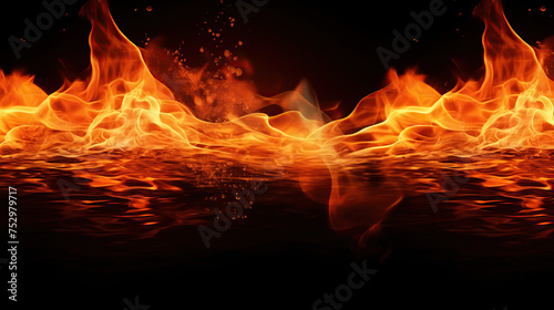 fire flames on black background generative ai