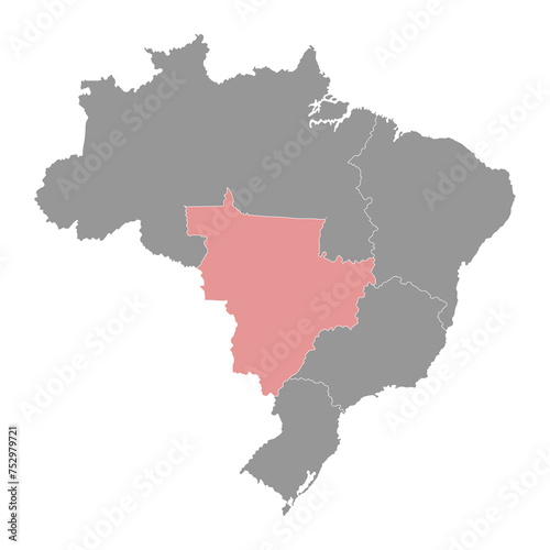 Central West Region map  Brazil. Vector Illustration.