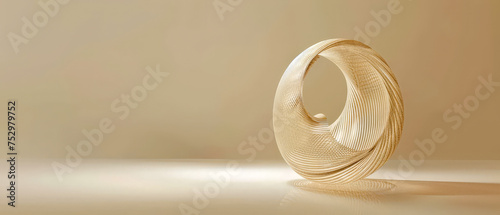 A gold colored object with a circular shape is on a white background photo