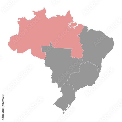 North Region map  Brazil. Vector Illustration.