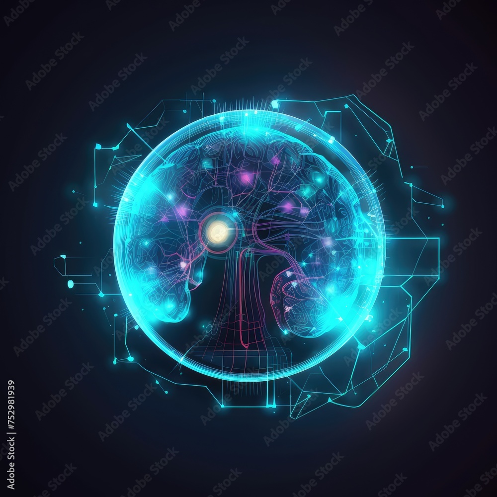 Futuristic Neural Network Brain Illustration