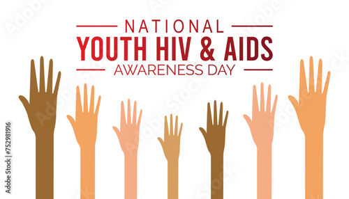 National Youth HIV & AIDS Awareness Day observed every year in April. Template for background, banner, card, poster with text inscription.