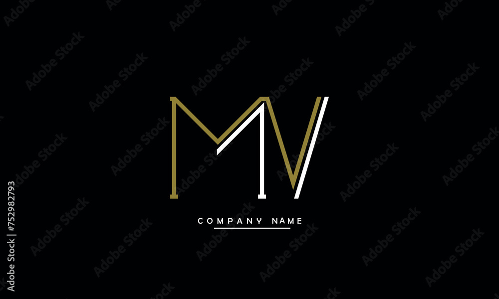 MV, VM, M, V Abstract Letters Logo Monogram MV, VM, M, V Abstract Letters Logo Monogram