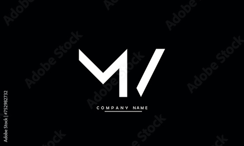 MV, VM, M, V Abstract Letters Logo Monogram