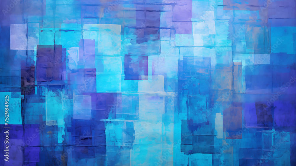 Abstract background of geometric blue blocks in varying shades and textures