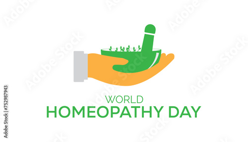 World Homeopathy day observed every year in April. Template for background, banner, card, poster with text inscription.