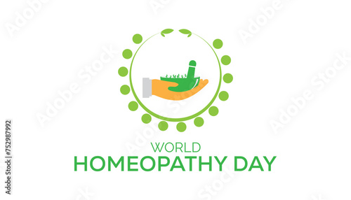 World Homeopathy day observed every year in April. Template for background, banner, card, poster with text inscription.