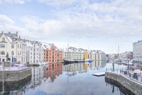 The Jugend city Aalesund (Ålesund) harbor on a beautiful cold winter's day. Møre and Romsdal county   © Gunnar E Nilsen
