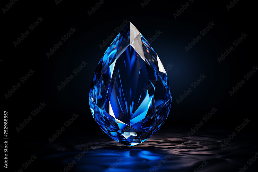 3d Blue Sapphire on Black Background 3d Blue Sapphire on Black Background