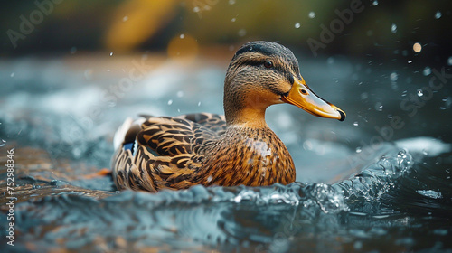 a duck swimming in the river