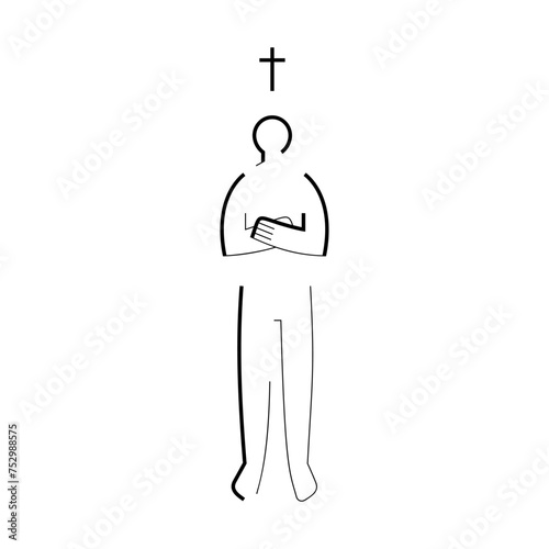 Icon of man with arms crossed on chest isolated on white