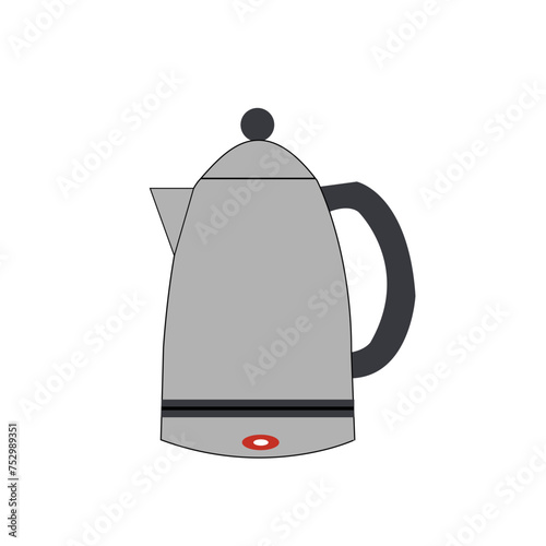 Electric Kettle. Teapot isolated on white. Flat vector illustration.